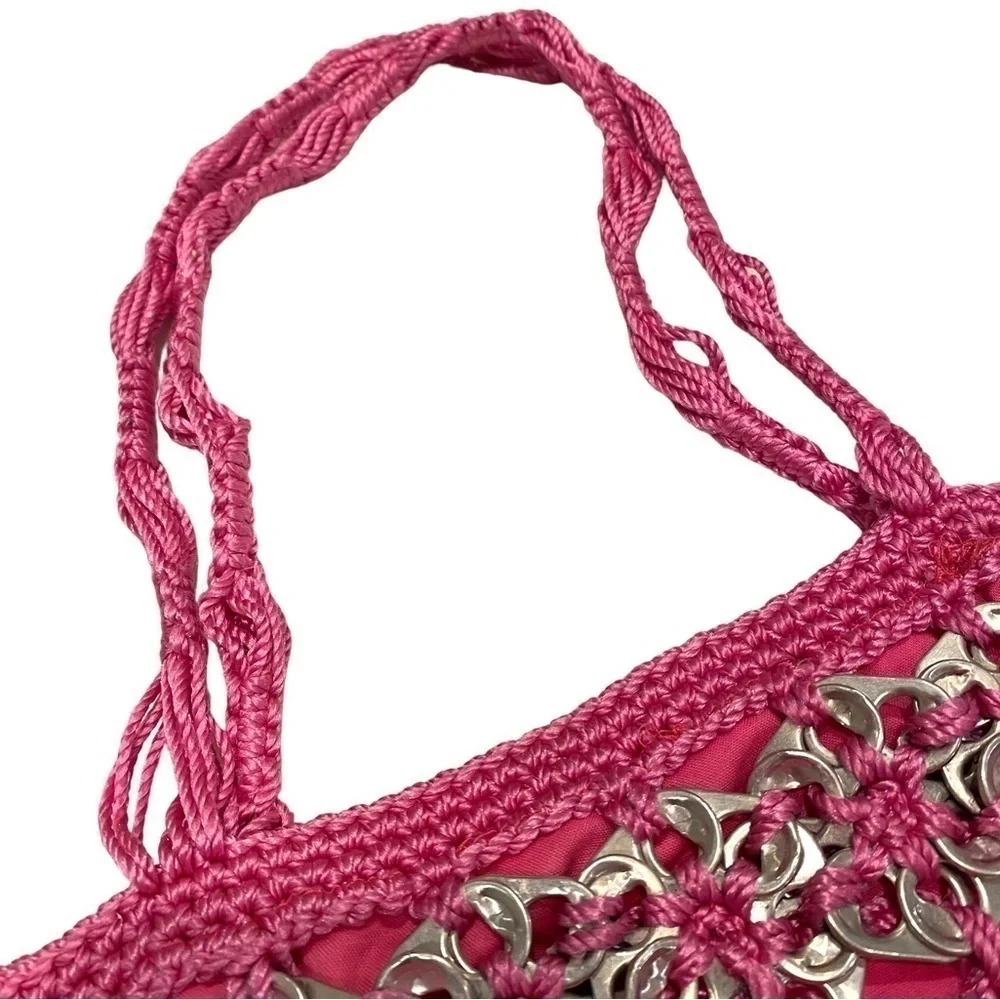 Handmade Aluminum Soda Pop Tab Pink Crocheted Purse Upcycled